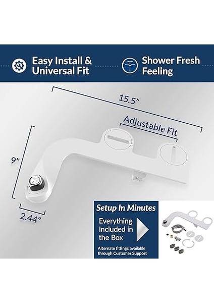 Slimedge Basit Bide Tuvalet Takımı, Beyaz, Çift Nozzle, Taze Su Sprey, Elektriksiz, Kolay Montaj, Pirinç Giriş ve Iç Valf modelleri