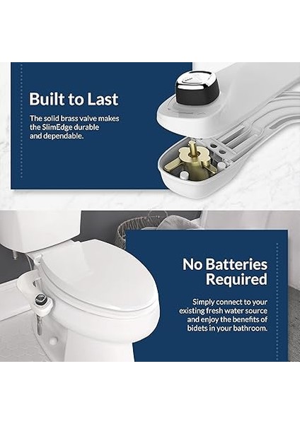 Slimedge Basit Bide Tuvalet Takımı, Beyaz, Çift Nozzle, Taze Su Sprey, Elektriksiz, Kolay Montaj, Pirinç Giriş ve Iç Valf indirimleri