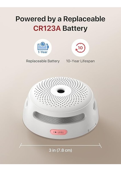 Değiştirilebilir Pilli Akıllı Duman Dedektörü Yangın Alarmı, Wi-Fi Duman Dedektörü, Gerçek Zamanlı Uygulama Bildirimleri, XS01-WX, 1'li Paket fiyatları