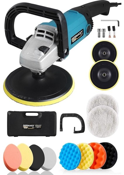 1600 Watt Polisaj Makinesi Seti 12 Parça Pasta Cila Seti 6 Kademeli Devir Ayarı