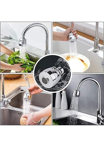 Fonksiyonlu Mutfak Lavabo Başlığı, 360 Derece Dönen, Tasarruflu, Musluk Başlığı, Krom, fırsatları