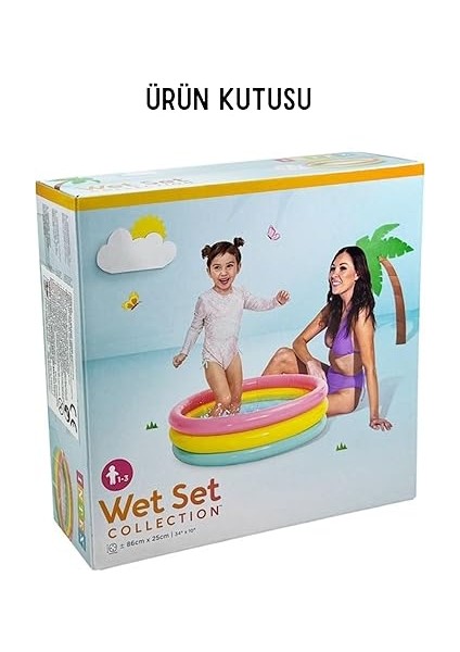 Yumuşak Tabanlı Renkli 3 Boğumlu Baby Pool Çocuk Bebek HAVUZU,86X25 cm ve Pompa+Yama Set, Pompa ve Yama Hediyelidir, Çocuklar Için Aktivite Aile indirimleri
