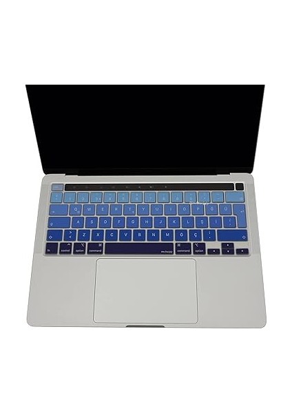 MacBook Pro 13 Inç Klavye Koruyucu Silikon Türkçe Q – M1/m2 Touch Id Uyumlu – A2338 A2289 A2251 – Sıvı/toz Korumalı Ince Kaplama – 16 Inç A2141 ile De Uyumlu Lacivert Mavi modelleri