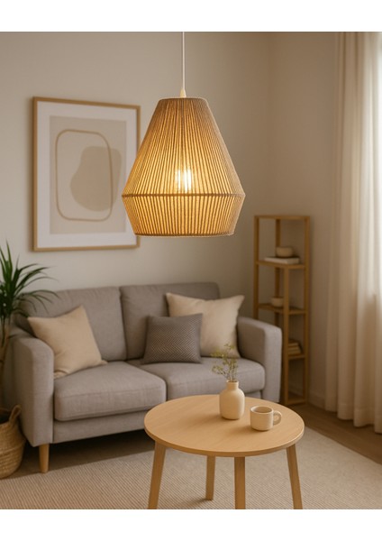 El Yapımı Doğal & Bohem Tarzın Şıklığı -El Yapımı Jüt Ipli Avize /salon , Cafe , Yatak Odası, Balkon , Teras