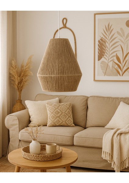 El Yapımı Doğal & Bohem Tarzın Şıklığı -El Yapımı Jüt Ipli Avize /salon , Cafe , Yatak Odası, Balkon , Teras fiyatları