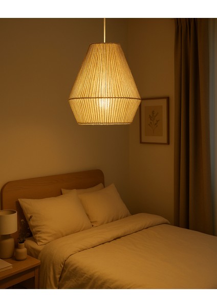 El Yapımı Doğal & Bohem Tarzın Şıklığı -El Yapımı Jüt Ipli Avize /salon , Cafe , Yatak Odası, Balkon , Teras modelleri