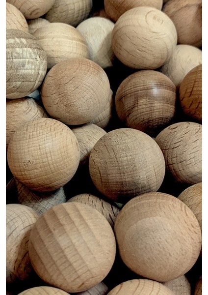 Ahşap Montessori Bilye Top Misket 25 mm 5'li Set, Renkli ve Doğal Oyuncak