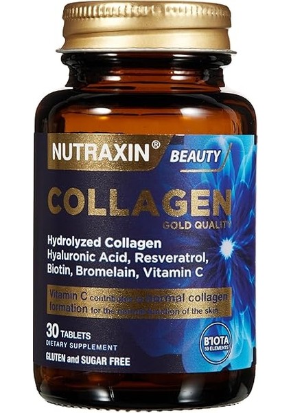 Collagen Gold Quality Tablet – Hidrolize Kolajen, C Vitamini, Hyaluronik Asit, Biotin, Çinko ve Resveratrol Içeren Cilt, Saç ve Tırnak Takviyesi – 30 Tablet fırsatları