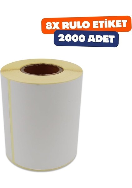 Termal Rulo Etiket 100MM x 150MM Ruloda 250 Adet Toplam 8 Rulo 2000 Adet
