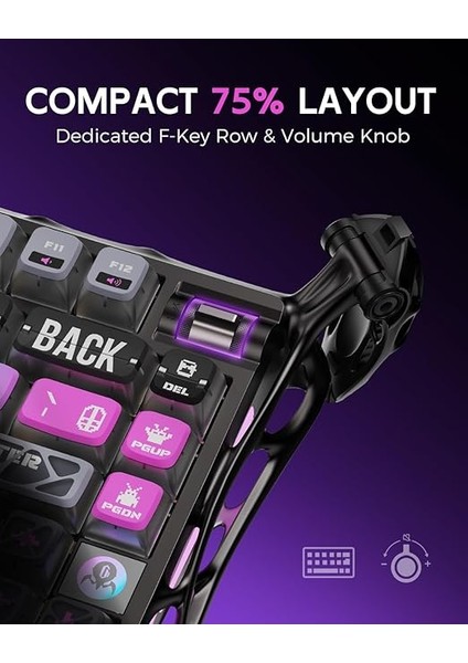 Mercury K1 Pro Rgb Kablosuz Mekanik Gaming Klavye, Alüminyum Çerçeveli, Ingilizce Q, Special Edition, Cyberpunk fiyatları