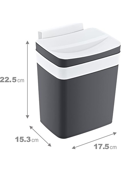 Soft Askılı Çöp Kutusu Antrasit 4 Lt - Antrasit, Çok Amaçlı Askılı Çöp Kutusu, Dolap Kapağı Askılı, Mutfak ve Banyo Için fiyatları