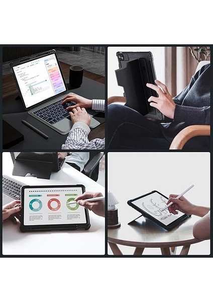 iPad Air 13 Inç Klavyeli Kılıf (M3 2025/M2 2024), iPad Pro 12.9 (6/5/4/3 Nesil) Için Klavye, Çoklu Dokunmatik Izleme Pedi, Ayarlanabilir Stand, Arka Plan Aydınlatmalı Çıkarılabilir Klavye, fırsatları