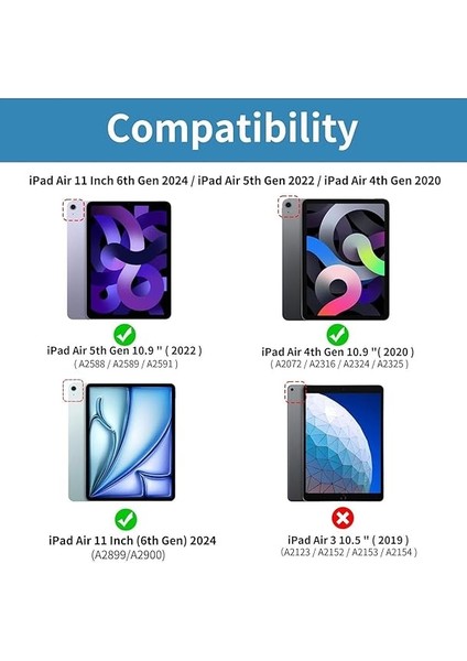 Ipad Air 11INÇ 2024 Air 4/5/6.nesil 10.9 ile Uyumlu Kılıf Pen Charge Şeffaf Kalem Bölmeli Case, Açık Yeşil fiyatları