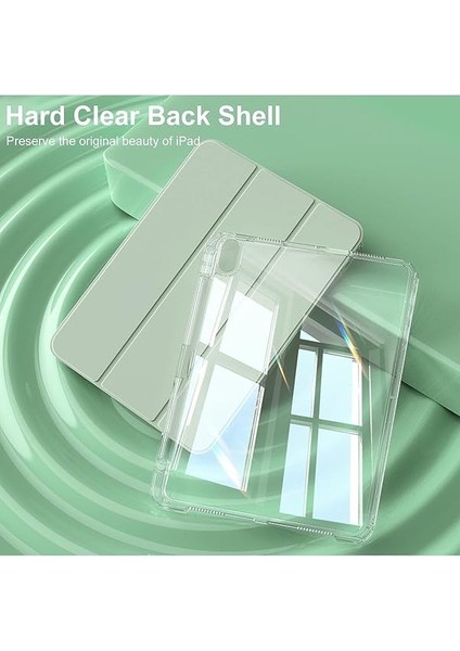 Ipad Air 11INÇ 2024 Air 4/5/6.nesil 10.9 ile Uyumlu Kılıf Pen Charge Şeffaf Kalem Bölmeli Case, Açık Yeşil fırsatları