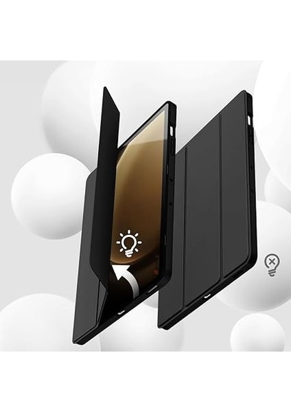 Galaxy Tab S10 Plus X820 Ile Uyumlu 12.4 Inç Kılıf Premium Silikon Kalem Bölmeli Smart Case Siyah fırsatları
