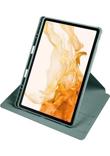 Samsung Galaxy Tab S7 Fe Lte (T737-T736-T733-T730) ile Uyumlu Kılıf 360 Derece Dönebilen Standlı Pu Arkası Şeffaf Pu Deri Tpu Kaliteli Tam Uyumlu Termik Kapak Kalem Bölmeli - Lacivert modelleri