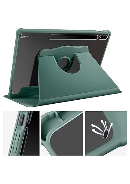 Samsung Galaxy Tab S7 Fe Lte (T737-T736-T733-T730) ile Uyumlu Kılıf 360 Derece Dönebilen Standlı Pu Arkası Şeffaf Pu Deri Tpu Kaliteli Tam Uyumlu Termik Kapak Kalem Bölmeli - Lacivert fırsatları