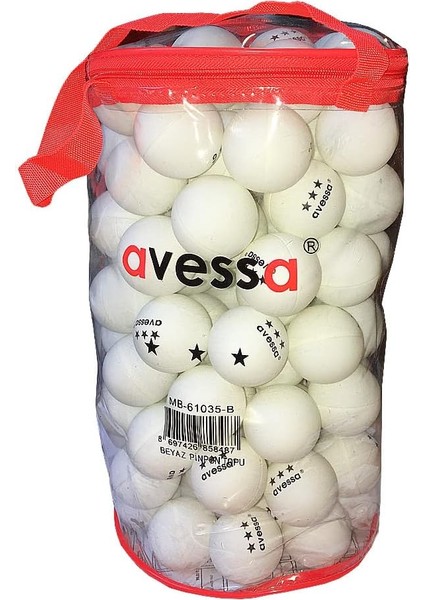 Çantalı 3 Yıldız 40 mm 100'LÜ Masa Tenisi Topu Beyaz Pinpon Topu