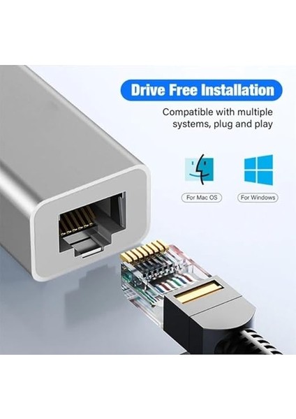 Gigabit Type-C To Ethernet RJ45 Çevirici Kablolu Internet Dönüştürücü 1000MBPS Macbook Ile Uyumlu Notebook Ile Uyumlu Alüminyum Kasa Tak Çalıştır Usb-C To Lan Adaptörü RJ45 Tip-C ZR117 fiyatları