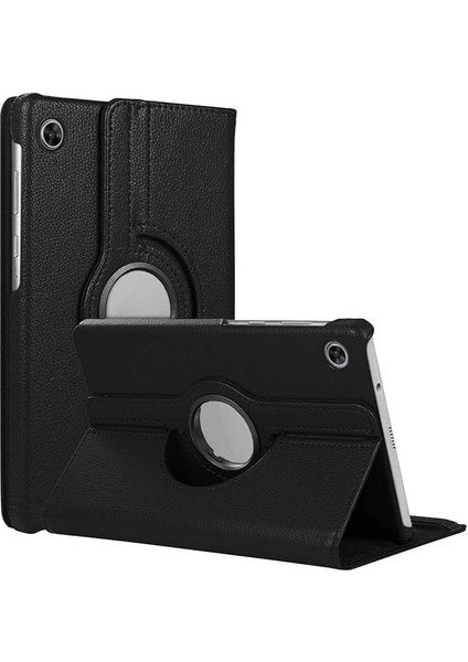 Lenovo Tab M10 10.3 Inch TB-X606 X606F 360 Derece Döner Standlı Deri Kılıf Siyah