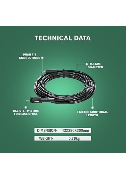Home And Garden Yüksek Basınçlı Yıkama Makinesi Için 6 Metre Uzatma Hortumu (135 Bar Basınça Kadar Olan Ürünler Için Uygundur) indirimleri