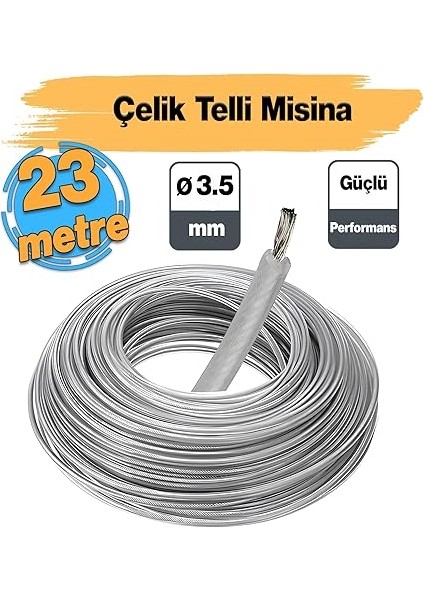 Metre Çelik Telli 3.5 mm Misina Motorlu Tırpan Yuvarlak Çim Ot Biçme Teli Güçlü Performans indirimleri