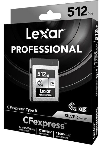 Profesyonel Cfexpress Tip-B 512 GB Gümüş Maksimum Okuma 1750 Mb/s Maksimum Yazma 1.300 Mb/s Japon Üreticileri, LCXEXSL512G-RNENG Destekler fiyatları