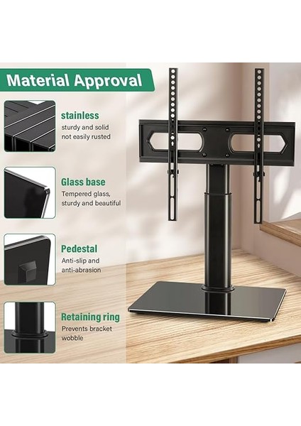 Ayarlanabilir Tv Standı 27-65 Inç Ekran Için Temperli Cam Tabanlı Tek Bilgisayar Monitörü fırsatları