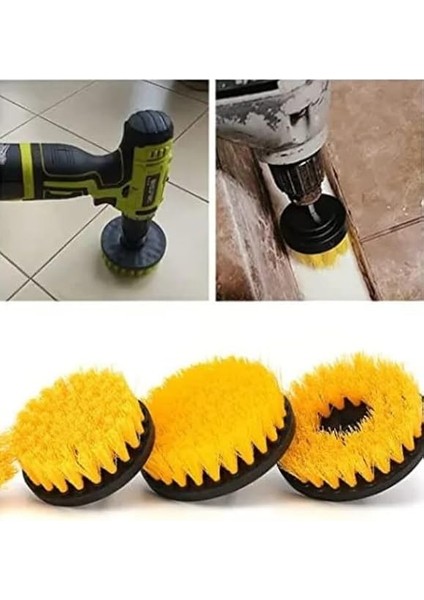 Hygiene Matkap Ucuna Takılan Profesyonel Temizlik Fırçası 5 Parça ve 15 cm Uzatma Çubuğu Sarı Muf-01 modelleri