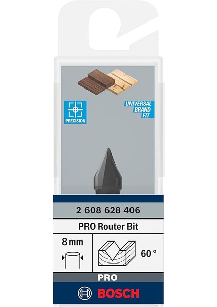 Professional Aksesuar 2608 628 406 V Oluk Freze 8 Mm, D1 11 Mm, Uzunluk 14 Mm, G 45 Mm, 60° fiyatları