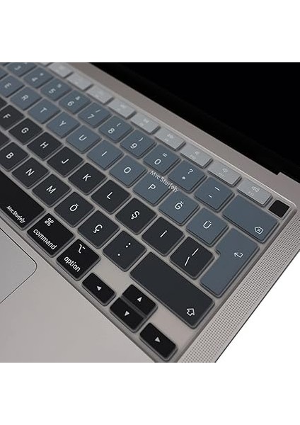 Macbook Air M1 13INÇ Klavye Koruyucu Türkçe Q Ombre A2179 A2337 ile Uyumlu Siyah Gri fırsatları