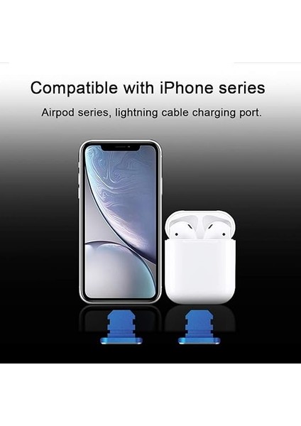 Metal Toz Önleyici Fiş iPhone 14 13 12 11 x Xs Xr 8 7 Se Mini Plus Pro Max iPad Airpods ile Uyumlu, 2'li Paket Yıldırım Şarj Portu Kapak Koruyucuları Fiş Tutucu ve Taşıma Kutusu (Mavi) modelleri