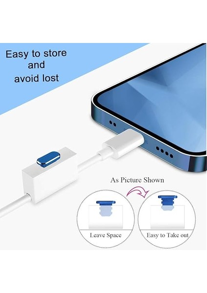 Metal Toz Önleyici Fiş iPhone 14 13 12 11 x Xs Xr 8 7 Se Mini Plus Pro Max iPad Airpods ile Uyumlu, 2'li Paket Yıldırım Şarj Portu Kapak Koruyucuları Fiş Tutucu ve Taşıma Kutusu (Mavi) fırsatları
