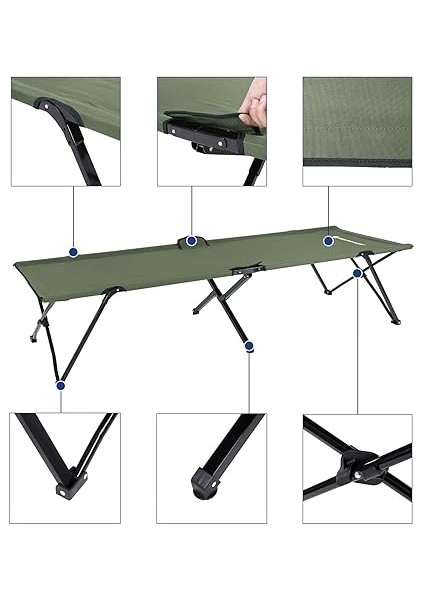 Üniseks Yetişkin Kamp Yatağı, Kamp Yatağı, Tüv Rheinland Tarafından Test Edilmiştir, Maksimum Statik Yük Kapasitesi 260 Kg, 206 x 45 x 75 cm GCB25J, Yeşil, 205 x 75 x 46 cm indirimleri