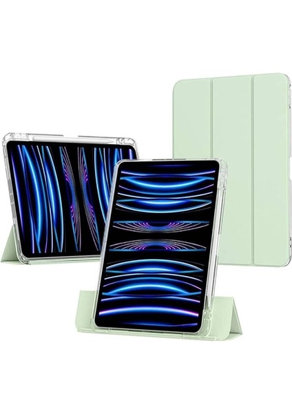 Ipad Air 11INÇ 2024 Air 4/5/6.nesil 10.9 ile Uyumlu Kılıf Pen Charge Şeffaf Kalem Bölmeli Case, Pembe fiyatları