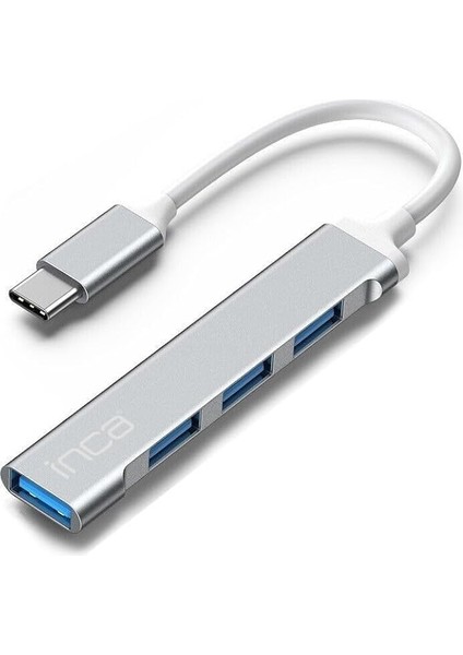 IUSB-04TXT Usb-C Hub, 4 Bağlantı Noktalı, 1x USB 3.0 + 3x USB 2.0, Ince Alüminyum Kasa