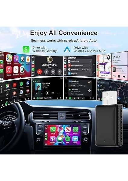 In 1 Kablosuz Carplay Adaptörü, Tak ve Çalıştır Magic Link Carplay Kararlı Hızlı Bağlantı, Fabrika Kablolu Dönüştürme Kablosuz Carplay Dongle/android Otomobil Adaptörü 2016 +, iPhone Ios 9+ modelleri