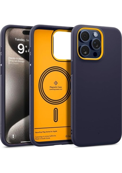 Caseology iPhone 15 Pro Max ile Uyumlu Kılıf Nano Pop Mag Magsafe Özellikli Blueberry Navy - ACS06617