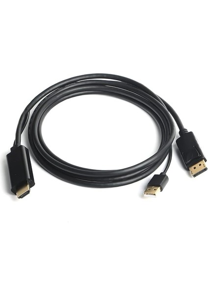 HDMI To Displayport Dönüştürücü 2 Metre USB Güç Kablosu Destekli Kablo