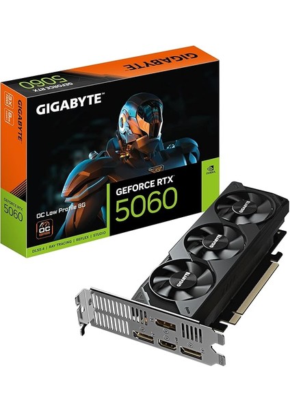 Geforce Rtx 5060 Oc Low Profile 8g Ekran Kartı - 8gb Gddr7, 128BIT, Pcı-E 5.0, 2512 Mhz Çekirdek Hızı, 3 x Displayport, 1 x Hdmı, GV-N5060OC-8GL