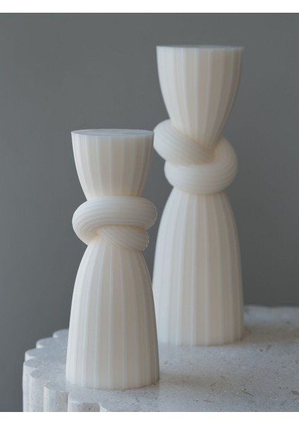 Candle El Yapımı Kokusuz Duyum Desenli Dekoratif Kalıp Mum– Kırık Beyaz -20*7 modelleri