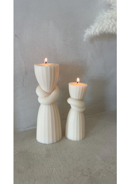 Candle El Yapımı Kokusuz Duyum Desenli Dekoratif Kalıp Mum– Kırık Beyaz -20*7 fırsatları