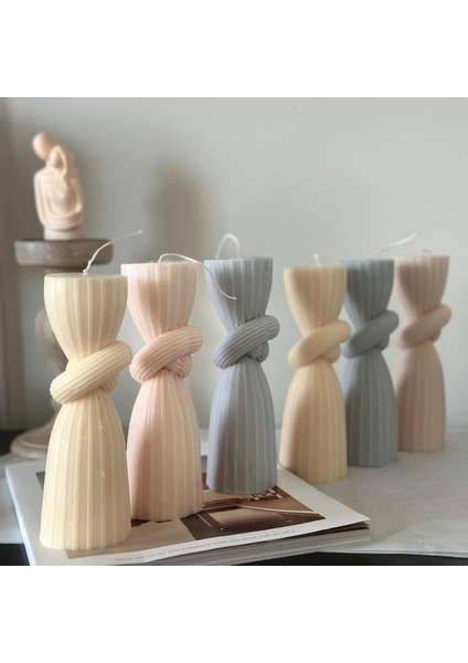 Candle El Yapımı Kokusuz Duyum Desenli Dekoratif Kalıp Mum– Kırık Beyaz -20*7 indirimleri