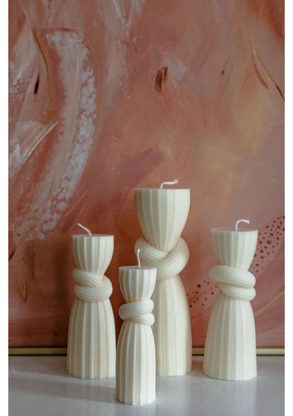 Candle El Yapımı Kokusuz Duyum Desenli Dekoratif Kalıp Mum– Kırık Beyaz -20*7
