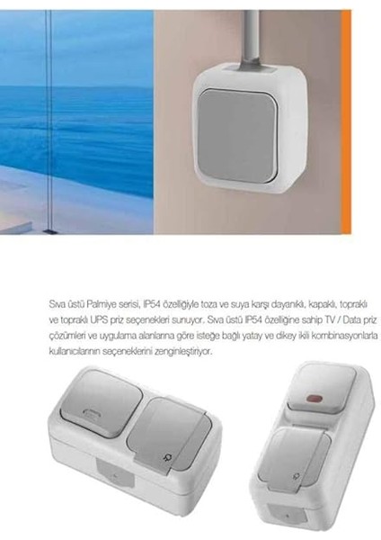 Palmiye Beyaz Anahtar + Topraklı Priz Çabuk Bağlantı Kombini modelleri