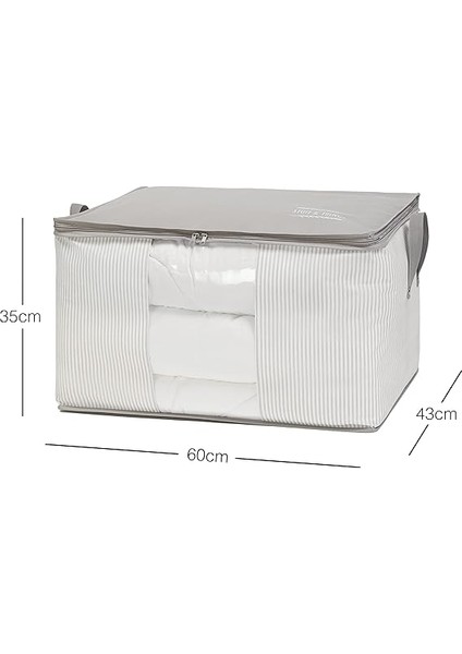 Home Textile Büyük Boy Pvc Pencereli Gri Çizgili Stuff & Things Hurç 60 x 43 x 35 cm fiyatları