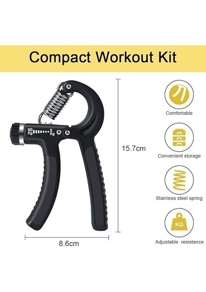 El ve Bilek Kas Güçlendirici Set, 5 Parça Ayarlanabilir El Yayı ve Parmak Egzersiz Seti, Stres Topu Dahil fiyatları