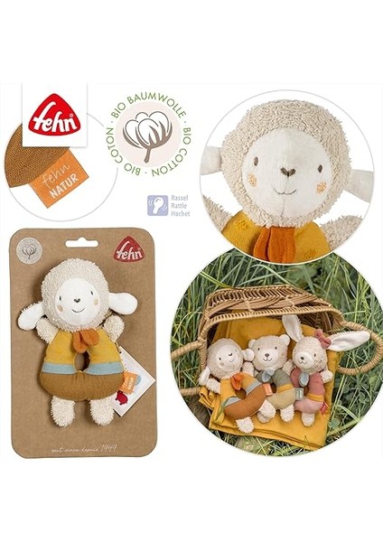 Bebek Halkası Kavrama Oyuncak Koyun Fehnnatur - Organik Pamuklu Sevimli Oyuncak - Eğlenerek Öğrenme Için Çıngıraklı ve Oyuncaklı Bebek Oyuncağı - 0+ Aydan Itibaren fırsatları