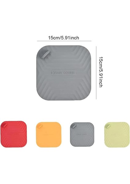 Gri Renk Kare Kötü Koku Önleyici Silikon Mat Banyo Mutfak Lavabo Balkon Gider Tıpası Kapağı modelleri