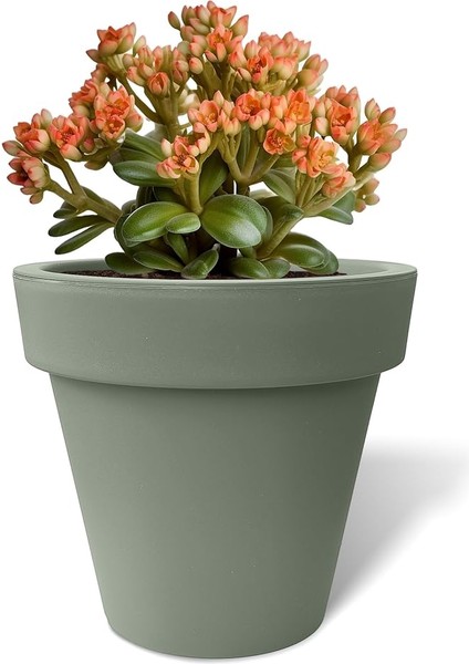 Fulya Saksı Drenajlı Dekoratif Mat Plastik Çiçek Saksısı (Bej Tabaksız, 3.1 Litre)